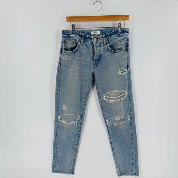 Moussy Vintage Distressed Ripped Skinny Jeans 100% Cotton Size 26 Light Wash - Picture 1 of 9